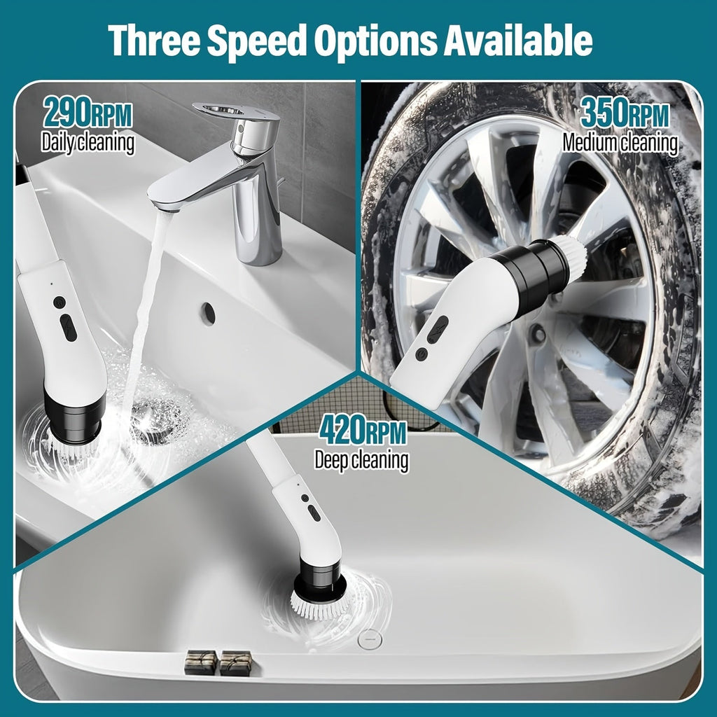 Electric Spin Scrubber | Cordless Cleaning Brush with 9 Brush Heads